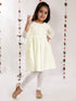 Girl's' Yellow Pure Cotton Chikankari Kurta With Leggings